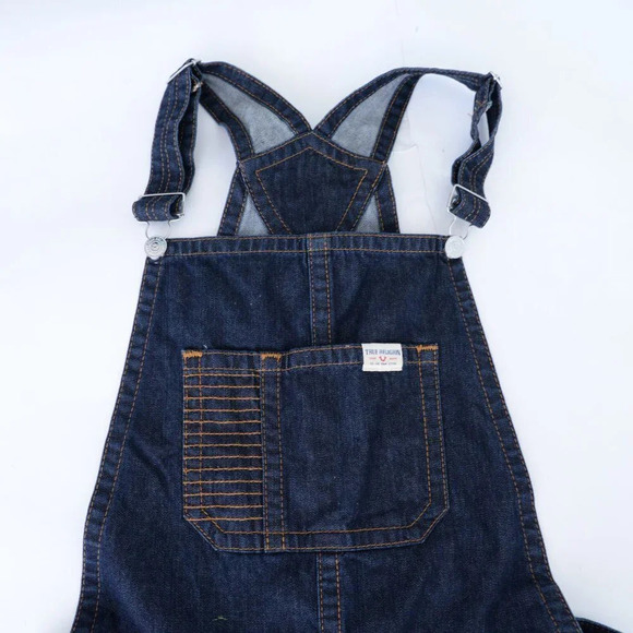 True Religion Dark Wash Blue  100% Cotton Denim Overalls Med - Picture 14 of 15